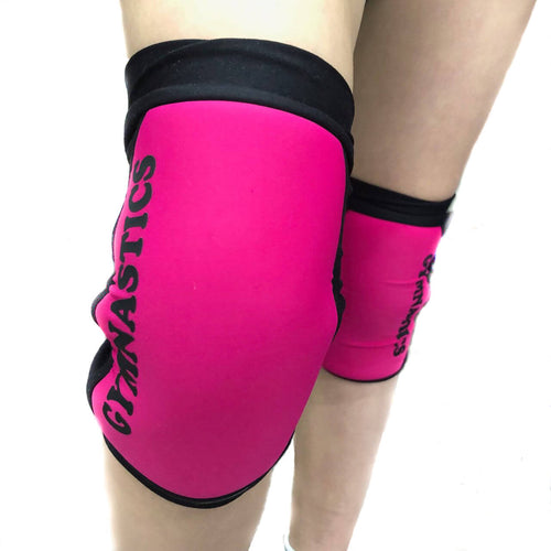 Knee Pads for Rhythmic Gymnastics crimson color on gymnast